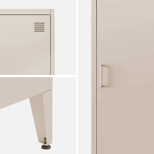 Armário de quarto industrial com 4 espaços de armazenamento, Soho, Beige, 38x38x180 cm Armário de quarto industrial com 4 espaços de armazenamento, Soho, Beige, 38x38x180 cm