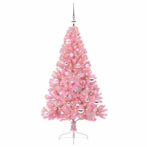 Árvore de Natal Artificial Pré-iluminada Rosa 150 cm PVC Árvore de Natal Artificial Pré-iluminada Rosa 150 cm PVC