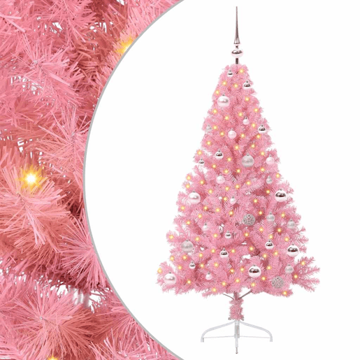 Árvore de Natal Artificial Pré-iluminada Rosa 150 cm PVC Árvore de Natal Artificial Pré-iluminada Rosa 150 cm PVC
