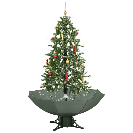 Árvore de Natal com neve base formato guarda-chuva 170 cm verde