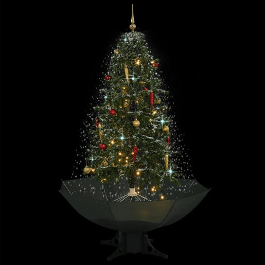Árvore de Natal com neve base formato guarda-chuva 170 cm verde