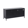Móvel de TV industrial de metal com 3 portas, 120cm, Alabama, Preto, 120x40x60 cm