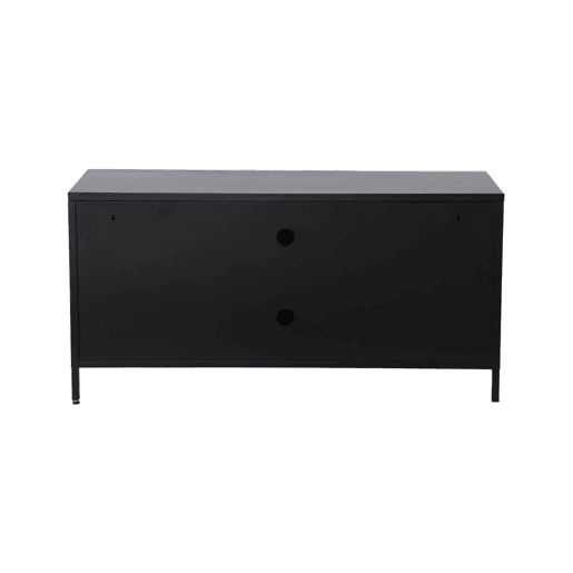 Móvel de TV industrial de metal com 3 portas, 120cm, Alabama, Preto, 120x40x60 cm
