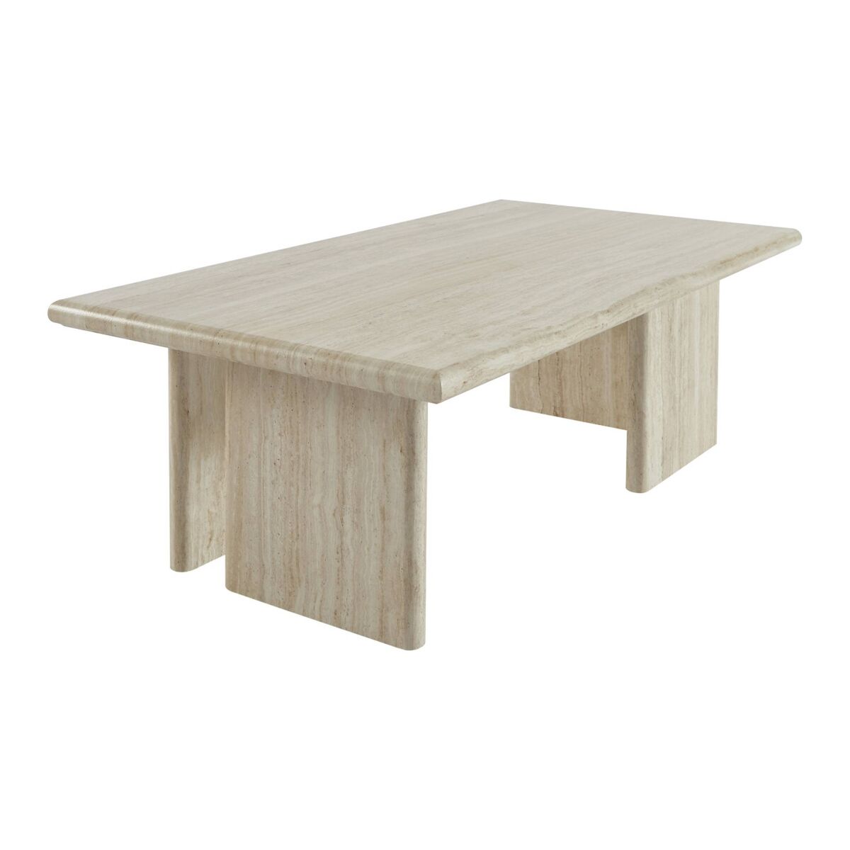 mesa de centro rectangular beige travertino - 110x60x36 cm