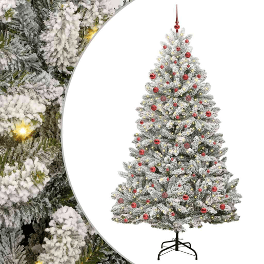 Árvore de Natal - Pinheiro de Natal Artificial Verde e Branco 210 cm PVC e Metal