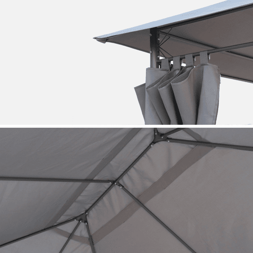 Cobertura de pérgola 3x3m, Cobertura de telhado para pérgola Divio, Cinza, 399x299x299 cm
