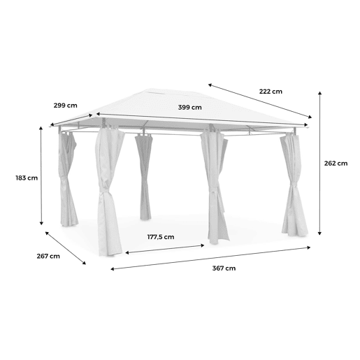 Cobertura de pérgola 3x3m, Cobertura de telhado para pérgola Divio, Cinza, 399x299x299 cm