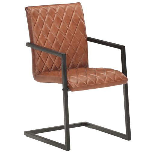 vidaXL Cadeiras de jantar cantilever 4 pcs couro genuĂno castanho vidaXL Cadeiras de jantar cantilever 4 pcs couro genuĂno castanho