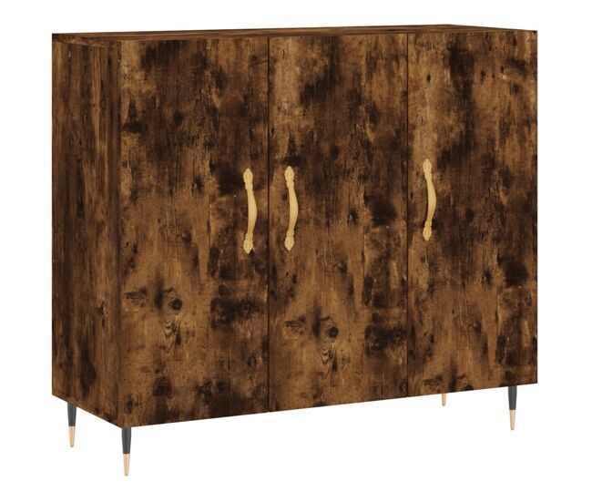Vidaxl aparador de madera de ingeniería roble ahumado 90x34x80 cm