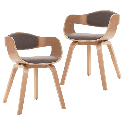 vidaXL Cadeiras jantar 2pcs madeira curvada e tecido cinza-acastanhado vidaXL Cadeiras jantar 2pcs madeira curvada e tecido cinza-acastanhado