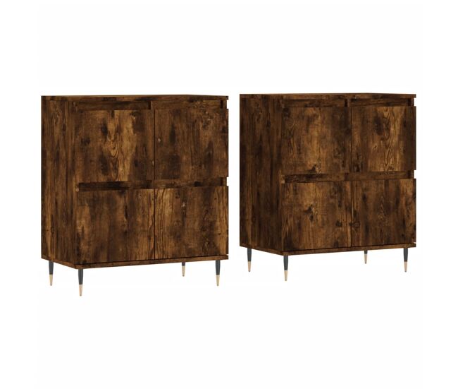 Vidaxl aparadores 2 piezas madera contrachapada roble ahumado