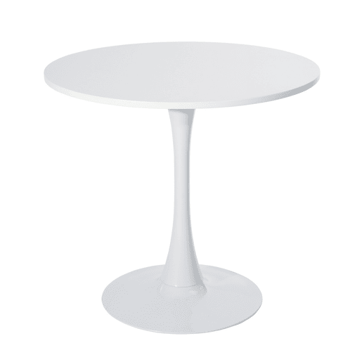 Mesa Redonda De Jantar Branca Com Tampo Em MDF Lacado Fosco E Base Metálica Estável, Design Moderno E Minimalista De 80 cm Ideal Para Sala De Jantar, Cozinha Ou Espaços Compactos