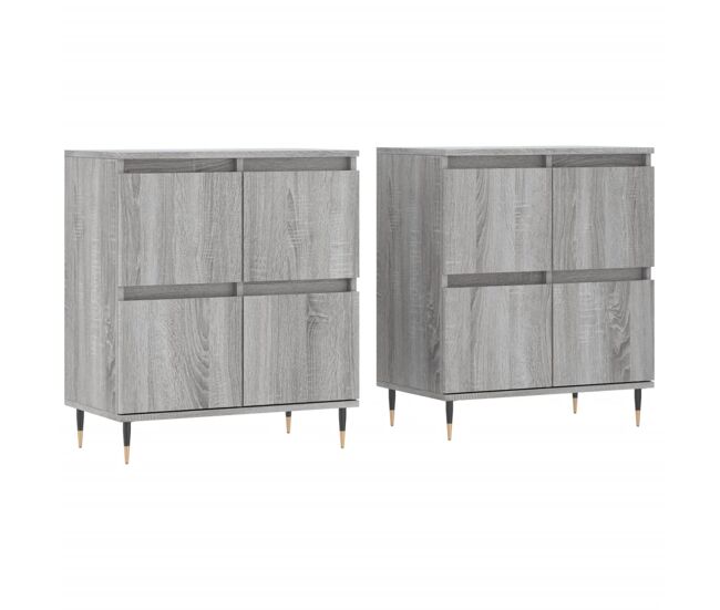 Vidaxl aparadores 2 piezas madera contrachapada gris sonoma