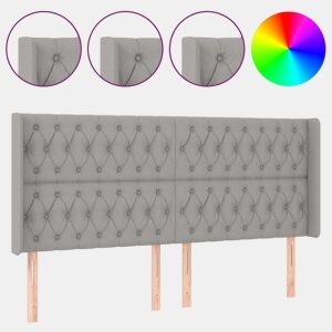 vidaXL Cabeceira cama c luzes LED tecido 183x16x118128cm cinza-claro