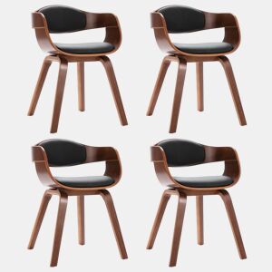 vidaXL Cadeiras jantar 4 pcs madeira curvada e couro artificial