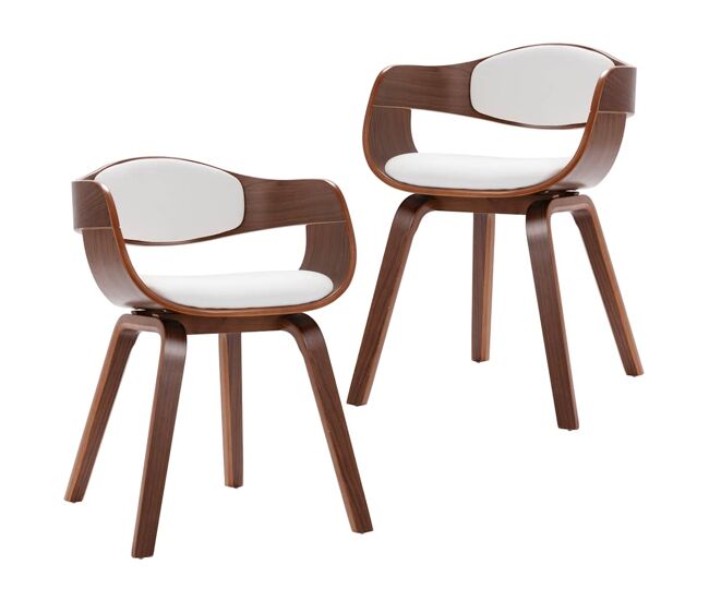 Vidaxl sillas de comedor 2 unidades madera curvada y cuero sintético
