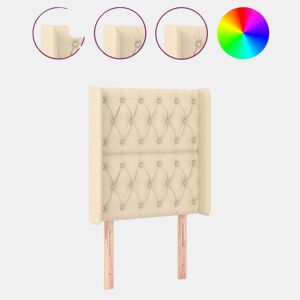 vidaXL Cabeceira de cama c luzes LED tecido 83x16x118128cm cor creme