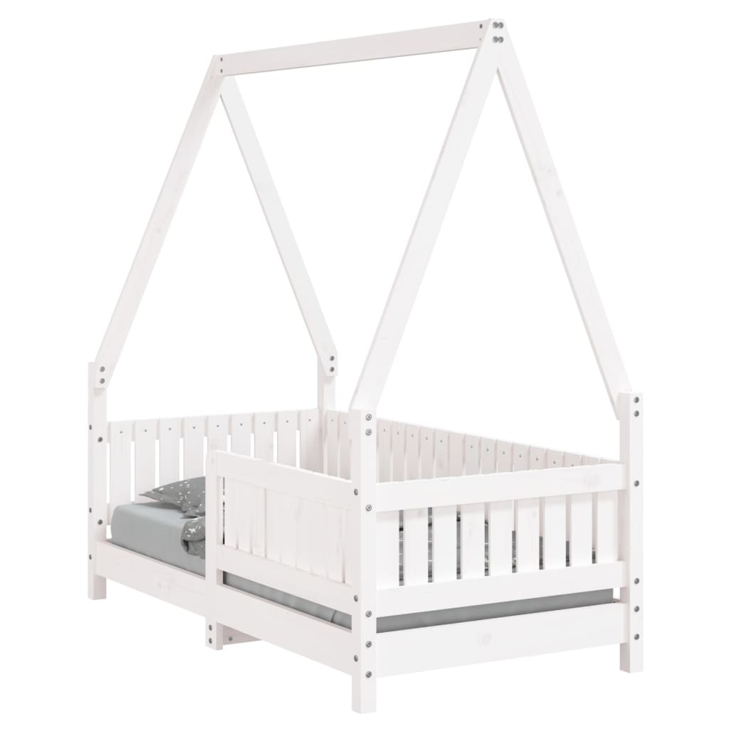 Vidaxl estructura de cama para niños madera de pino blanco 70x140 cm