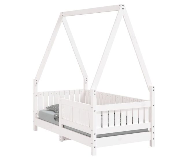 Vidaxl estructura de cama para niños madera de pino blanco 70x140 cm