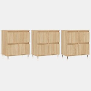 vidaXL Aparadores 3 pcs derivados de madeira cor carvalho sonoma