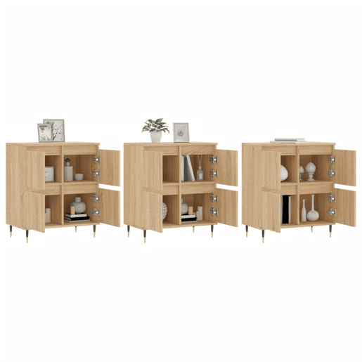 vidaXL Aparadores 3 pcs derivados de madeira cor carvalho sonoma