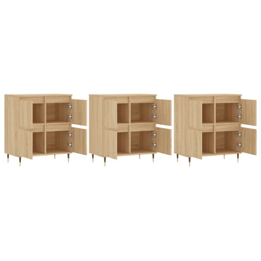 vidaXL Aparadores 3 pcs derivados de madeira cor carvalho sonoma
