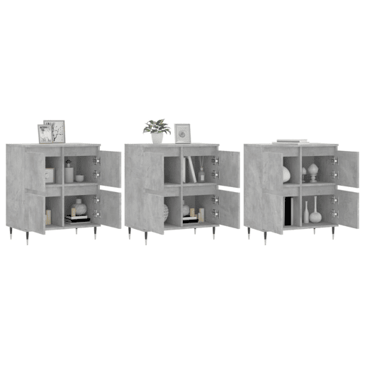 vidaXL Aparadores 3 pcs derivados de madeira cinzento cimento
