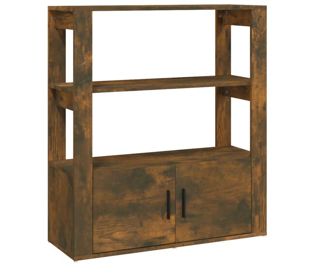 Vidaxl aparador madera contrachapada color roble ahumado 80x30x90 cm