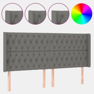 vidaXL Cabeceira de cama c LED tecido 203x16x118128 cm cinza-escuro