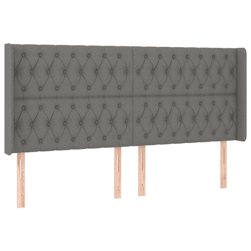 vidaXL Cabeceira de cama c LED tecido 203x16x118128 cm cinza-escuro