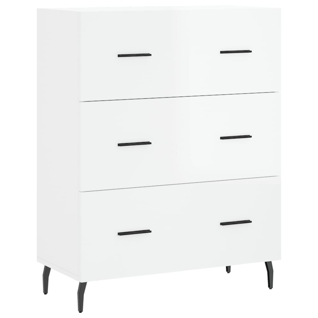 Vidaxl aparador de madera contrachapada blanco brillante 69,5x34x90 cm
