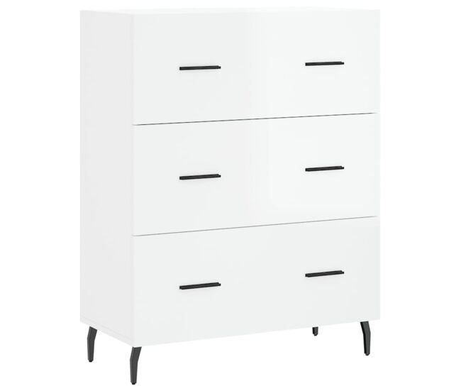 Vidaxl aparador de madera contrachapada blanco brillante 69,5x34x90 cm