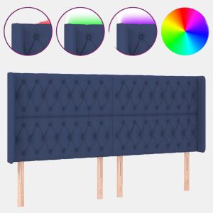 vidaXL Cabeceira de cama c luzes LED tecido 203x16x118128 cm azul