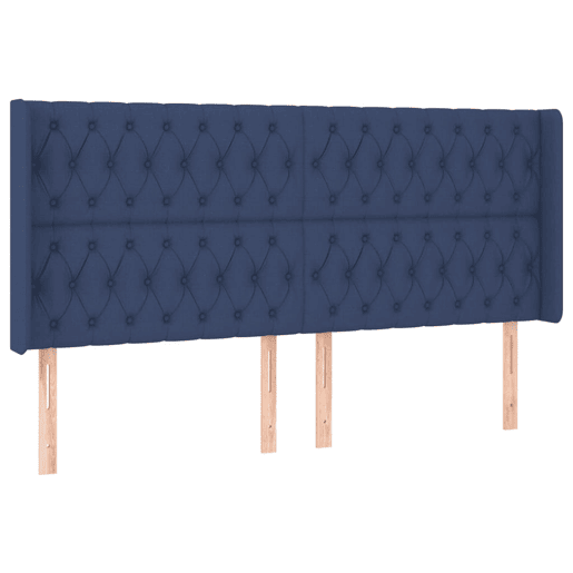 vidaXL Cabeceira de cama c luzes LED tecido 203x16x118128 cm azul