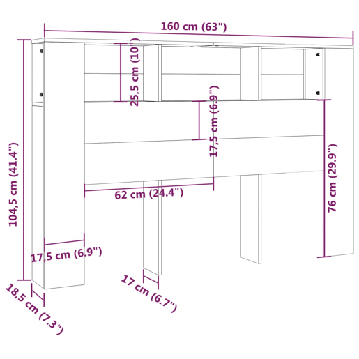 vidaXL Armário de cabeceira 160x18,5x104,5 cm cinzento de betão vidaXL Armário de cabeceira 160x18,5x104,5 cm cinzento de betão