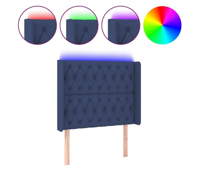 Vidaxl cabecero con led de tela azul 103x16x118/128 cm