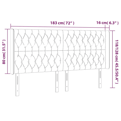 vidaXL Cabeceira de cama c luzes LED tecido 183x16x118128 cm azul