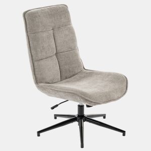 Cadeira De Relax Giratória Estofada Em Tecido Cinza Altura Regulável 89-95 Cm Assento Largo Com Enchimento Acolchoado Estilo Moderno Base Metálica Resistente Até 120 Kg Ideal Para Sala Quarto Escritório