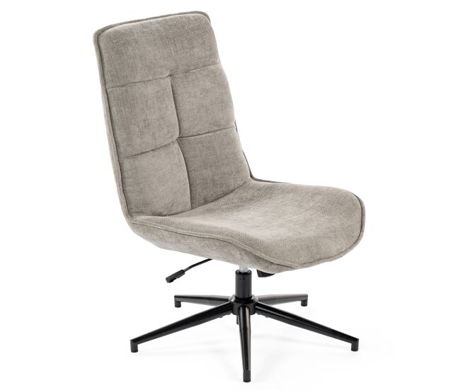 Silla de relax giratoria tapizada en tela gris altura regulable 89-95 cm asiento ancho con relleno acolchado estilo moderno base metálica resistente