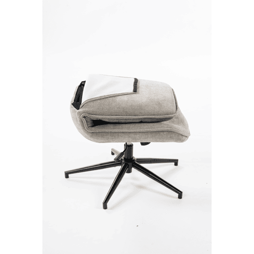 Cadeira De Relax Giratória Estofada Em Tecido Cinza Altura Regulável 89-95 Cm Assento Largo Com Enchimento Acolchoado Estilo Moderno Base Metálica Resistente Até 120 Kg Ideal Para Sala Quarto Escritório