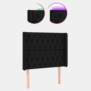 vidaXL Cabeceira de cama c luzes LED tecido 93x16x118128 cm preto