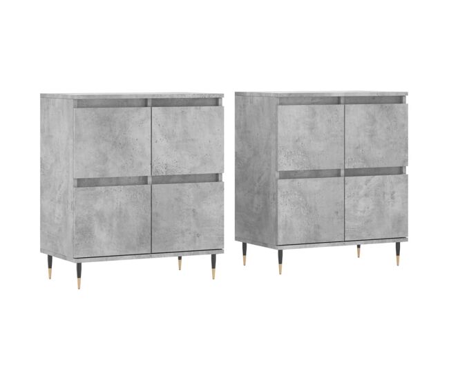 Vidaxl aparadores 2 uds madera contrachapada gris hormigón