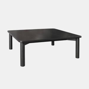 Mesa de centro quadrada madeira de seringueira folheado carvalho, Solene, Preto, 100x100x35 cm