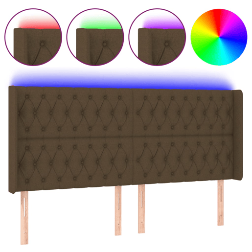 vidaXL Cabeceira de cama c luzes LED tecido 203x16x118128cm castanho vidaXL Cabeceira de cama c luzes LED tecido 203x16x118128cm castanho