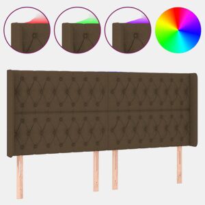 vidaXL Cabeceira de cama c luzes LED tecido 203x16x118128cm castanho