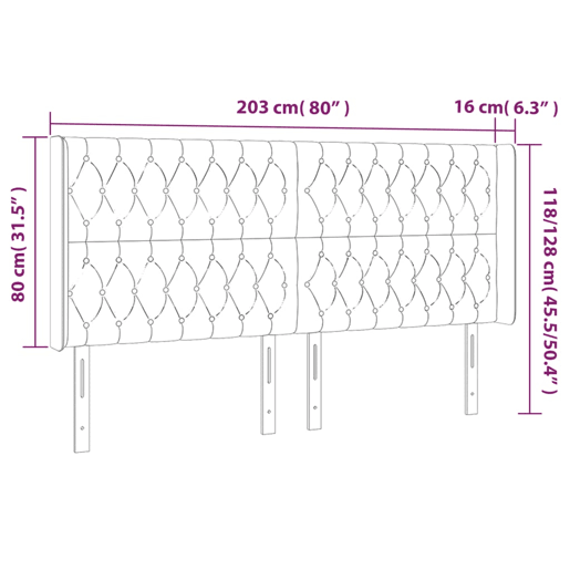 vidaXL Cabeceira de cama c luzes LED tecido 203x16x118128cm castanho vidaXL Cabeceira de cama c luzes LED tecido 203x16x118128cm castanho