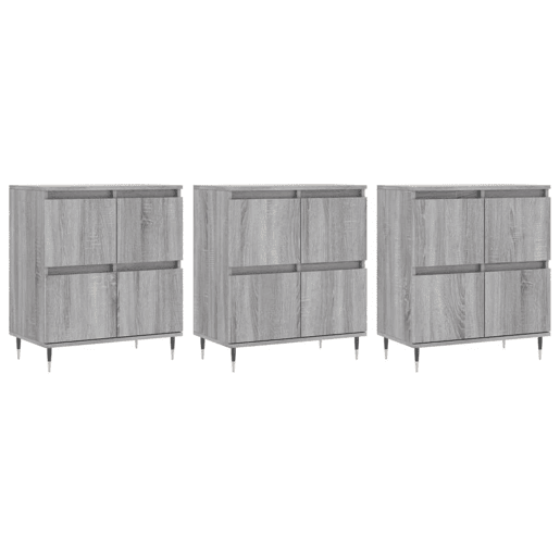 vidaXL Aparadores 3 pcs madeira processada cinzento sonoma