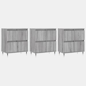 vidaXL Aparadores 3 pcs madeira processada cinzento sonoma