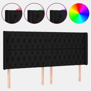 vidaXL Cabeceira de cama c luzes LED tecido 183x16x118128 cm preto