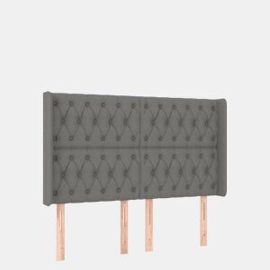 vidaXL Cabeceira de cama c LED tecido 163x16x118128 cm cinza-escuro